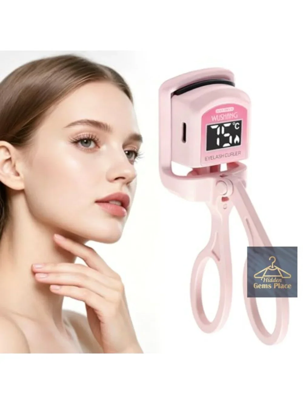 Heated Eyelash Curler with LED Temperature Display, USB Charging, Rapid
